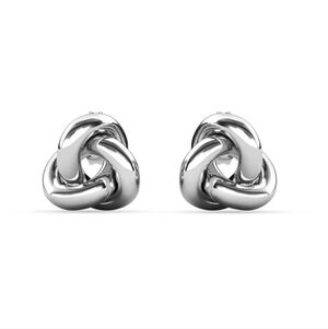 18k White Gold Plated Knot Stud Earrings